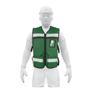 14664 / CHS-900V Truper Chaleco brigadista con cintas reflejantes, color verde