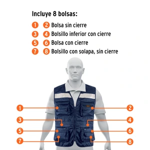 Chaleco brigadista reforzado, azul marino, G, TRUPER EXPERT