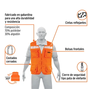 Chaleco brigadista reforzado, naranja, XG, TRUPER EXPERT