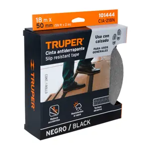 Truper Rollo de 18m de cinta antiderrapante negra 50mm con abrasivo