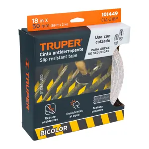 Truper Rollo 18 m de cinta antiderrapante ama/negra 50mm c/abrasivo