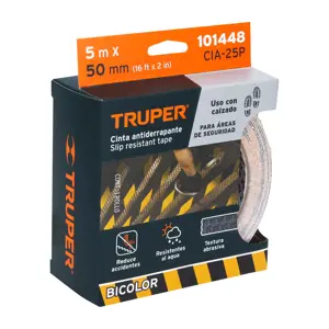 Truper Rollo 5 m de cinta antiderrapante ama/negra 50mm c/abrasivo