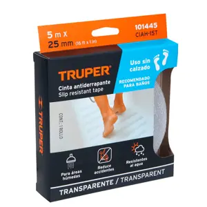 Truper Rollo 5 m cinta antiderrapante transp. 25mm p/áreas húmedas