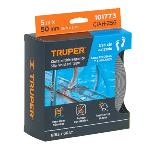 Truper Rollo de 5 m cinta antiderrapante 50mm gris p/áreas húmedas