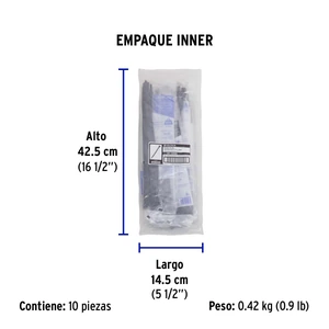 Bolsa con 10 cinchos plásticos 120 lb, 300 x 7.5 mm, negros