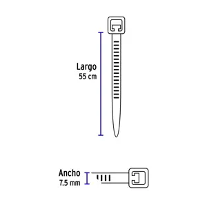 Volteck Bolsa c/10 cinchos plásticos 120 lb, 550 x 7.5 mm, naturales