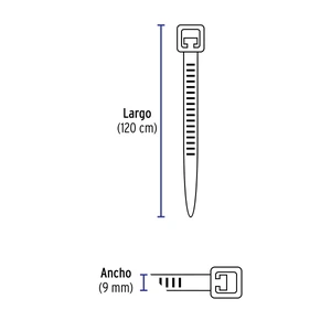 Volteck Bolsa con 10 cinchos plásticos 175 lb, 1200x9 mm, naturales