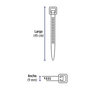 Bolsa con 10 cinchos plásticos 175 lb, 450 x 9 mm, negros