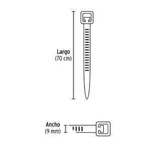 Volteck Bolsa con 10 cinchos plásticos 175 lb, 700x9 mm, naturales