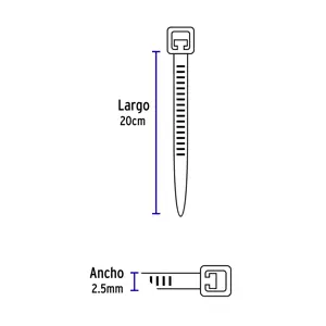 Volteck Bolsa con 1000 cinchos plásticos 18lb, 200x2.5 mm, naturales
