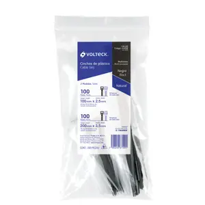 44018 / CIN-20 Bolsa con 200 cinchos plásticos negros y naturales, Volteck