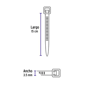 Volteck Bolsa con 1000 cinchos plásticos 40lb, 150x3.5 mm, naturales
