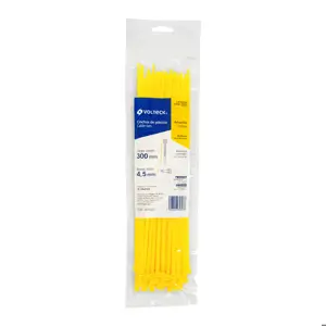 Volteck Bolsa con 50 cinchos plásticos 50 lb, 300x4.5 mm, amarillos