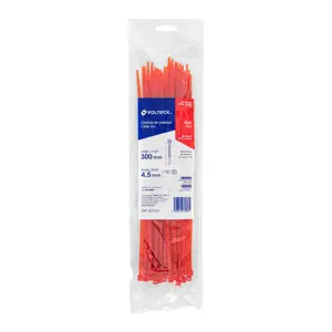 Volteck Bolsa con 50 cinchos plásticos 50 lb, 300 x 4.5 mm, rojos