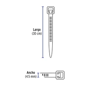 Volteck Bolsa con 50 cinchos plásticos 50 lb, 300 x 4.5 mm, azules