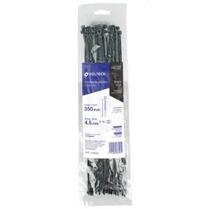 44329 / CIN-5035N Volteck Bolsa con 25 cinchos plásticos 50 lb, 350x4.5 mm, negros