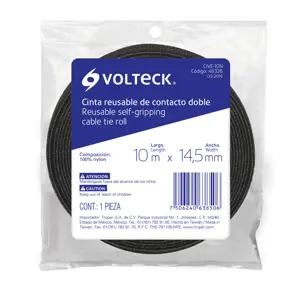 Rollo de 10 m de cinta reusable de contacto doble, Volteck