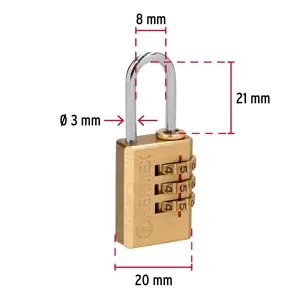 Hermex Candado de combinación 20 mm cuerpo de latón en blíster