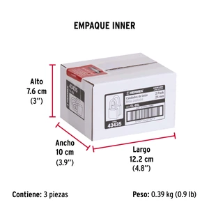 Hermex Blíster con 2 candados de latón de 25mm con gancho largo