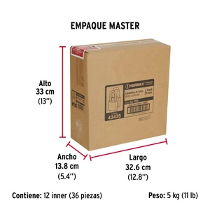 Hermex Blíster con 2 candados de latón de 25mm con gancho largo
