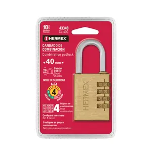 43348 / CL-40C Hermex Candado de combinación 40 mm cuerpo de latón en blíster