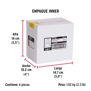 Candado de latón 40 mm gancho largo en blíster, Hermex Basic