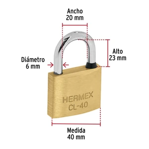 Hermex Blíster con 2 candados de latón de 40mm con gancho corto