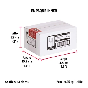 Candado de latón 45 mm gancho largo en blíster, Hermex