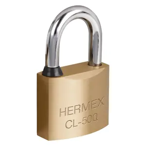 Hermex Candado de latón, 50mm, gancho corto,llave de puntos,blister