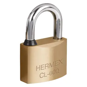 Hermex Candado de latón, 60mm, gancho corto,llave de puntos,blister