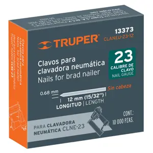 Caja con 10000 clavos calibre 23, 12mm para CLNE-23, Truper