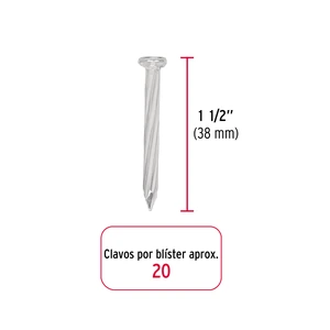 Blíster con 20 clavos galvanizados p/concreto 1-1/2