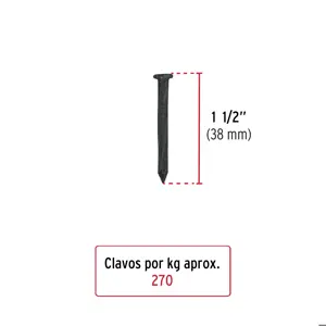 Bolsa con 1 kg de clavos para concreto negros 1-1/2