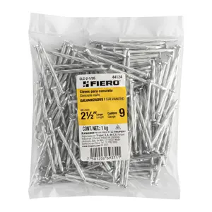 Fiero Bolsa con 1 kg de clavos para concreto galvanizados 2-1/2