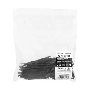 Bolsa con 1 kg de clavos para concreto negros 2-1/2