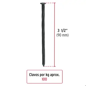 Bolsa con 1 kg de clavos para concreto negros 3-1/2