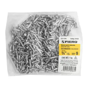 Fiero Bolsa con 1 kg de clavos para concreto galvanizados 3/4