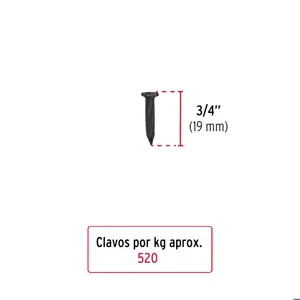 Bolsa con 1 kg de clavos para concreto negros 3/4