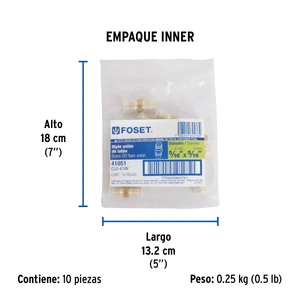 Niple unión de latón de 5/16