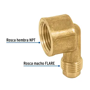 Codo para estufa a 90° de latón de 5/16