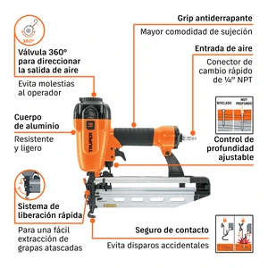 Clavadora neumática profesional, calibre 16, Truper