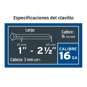 Clavadora neumática profesional, calibre 16, Truper