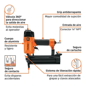 Clavadora neumática profesional, calibre 18, Truper
