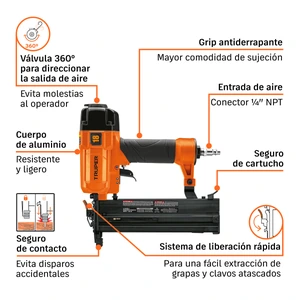 Truper Clavadora y engrapadora neumática profesional, calibre 18