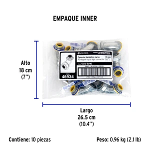 Conector curvo de 3/4