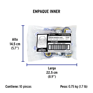 Conector recto 3/4