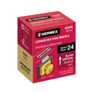43565 / CM-24L Cerradura para mueble, modelo 24, latón, Hermex