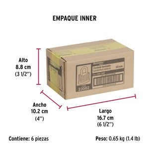 Candado laminado, 30mm, gancho corto, blister, Hermex Basic