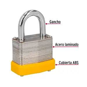Candado laminado, 30mm, gancho corto, blister, Hermex Basic