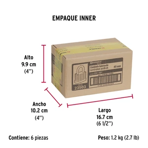 Candado laminado, 40mm, gancho corto, blister, Hermex Basic